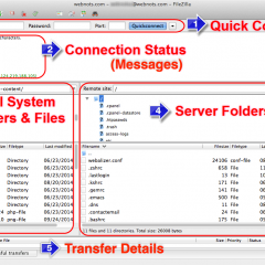 screenshot of the file transfer software used called Filezilla showing steps of how it works to transfer from computer to the cloud hosting service