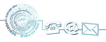 graphic with a phone @ gmail sign and envelope with a circle with lines and zeros and ones showing how information passes through the world