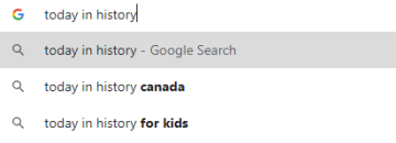 google search bar showing the history for someone's latest searches